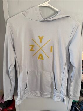 ZYIA Light Gray Pullover Hoodie with Yellow Logo